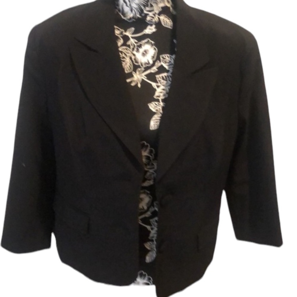 George size 14 black lined blazer with 3/4 sleeves stretch dress up or down
